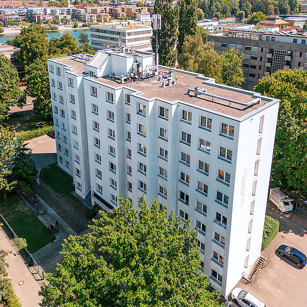 Aerial view of the halls of residence Jan-Hus-Haus