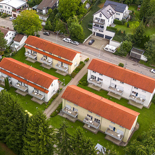 Aerial view of the halls of residence in Tettnangerstrasse