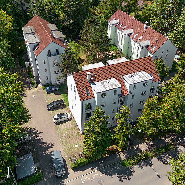 Aerial view of the halls of residence Sonnenbühlstrasse 38–40