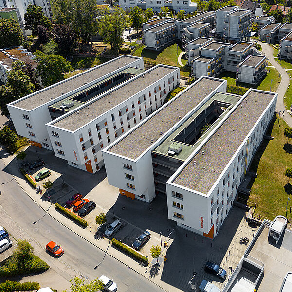 Aerial view of the halls of residence Sonnenbühl West I
