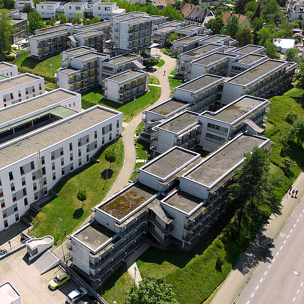 Aerial view of the halls of residence Sonnenbühl West II